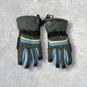 Zero Blue/Gray Women's Large Winter Ski Gloves Hydroguard Adjustable Strap